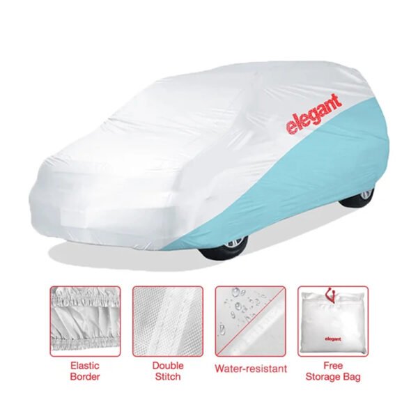 Elegant Car Body Cover WR White And Blue for Hatchback Cars - Image 2